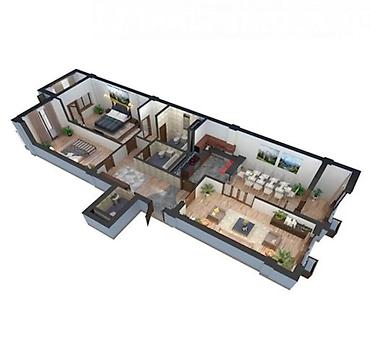 brk group: 3 комнаты, 131 м², Асанбай мкр Элитка, 9 этаж, ПСО (под самоотделку) — 2