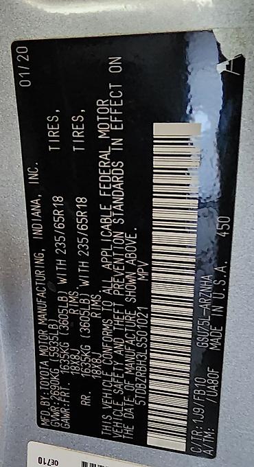 Toyota: Toyota Highlander: 2020 г., 3.5 л, Автомат, Бензин, Кроссовер — 11