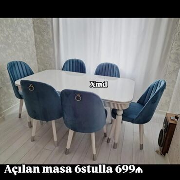 Yataq otağı dəstləri: Qonaq otağı üçün, Yeni, Açılan, Oval masa, 6 stul