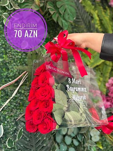 sakura gülü: 8 Mart üçün xüsusi gül kompozisiyası – şəffaf akril qutuda qırmızı — 7