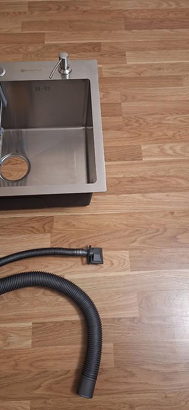 Santexnika: Yeni Kvadrat Mətbəx çanağı, Şkafsız, Paslanmaz polad, Pulsuz çatdırılma — 5