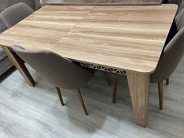 Mebel: Qonaq otağı üçün, İşlənmiş, Açılan, Dördbucaq masa, 4 stul — 3