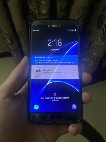 ikinci el ucuz telefon: Samsung Galaxy S7, 32 GB, rəng - Mavi, Zəmanət, Kredit, Qırıq