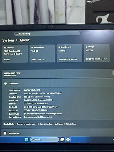 Lenovo: Lenovo IdeaPad 15IAL7 noutbuk Xüsusiyyətlər: - Prosessor: 12-ci nəsil — 3