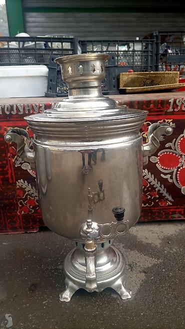 Klassik kömür/sobada yanan samovar - Material: cilalı metal