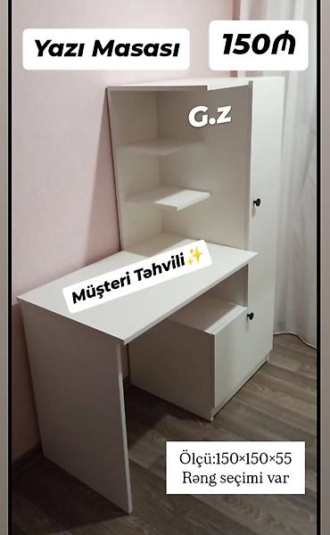 dərs masası qiyməti: Funksional ev/ofis mebeli dəsti – yazı masası və 4 qapılı dolab Yazı — 1