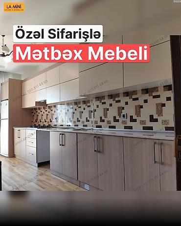 Ev və bağ: Sifarişlə mətbəx dəsti, Özü çəkən petlələr, Teksturalı laminat — 1