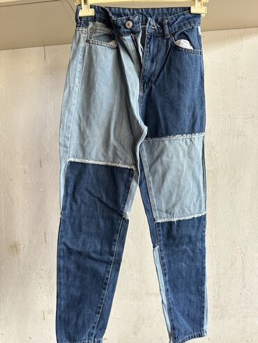 koynekler: Patchwork dizaynlı cins şalvar - Material: 100% denim parçadan yığma