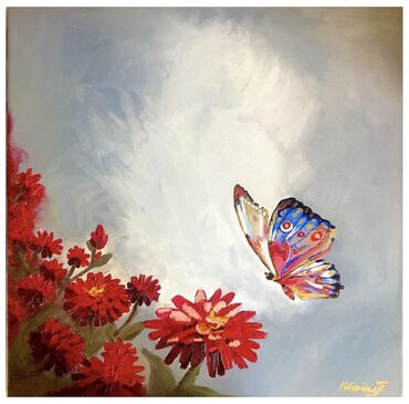 Kućni dekor: “Butterfly” 
Teh. Ulje na platnu
50x50cm