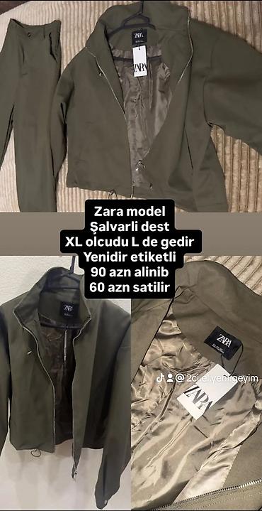 Костюмы: Zara model şalvarlı dəst - Rəng: zeytun-yaşıl - Komplekt: fermuarlı — 1