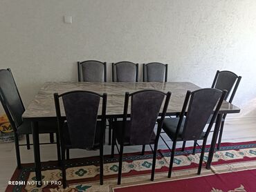 Стулья для кухни: 2 ай колдонулган 8 стульчиги менен 
столу 2 метр