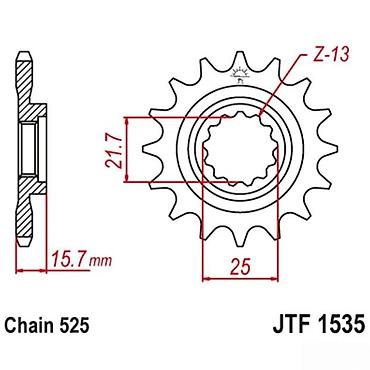 oval: Prednji zupčanik za motocikl – JT Sprockets JTF1535 (525 lanac) - — 3