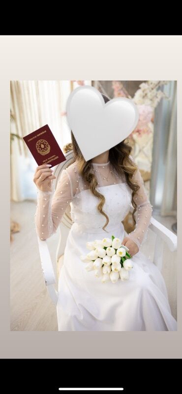 JMC: Açıqlama: - Ağ rəngdə şıq nikah/gecə geyimi - Model: midi uzunluq