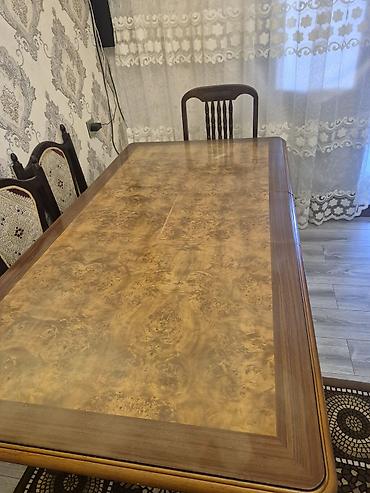 acılan masalar: Klassik üslubda massiv ağacdan yemək masası - Material: təbii ağac — 1