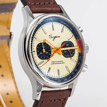 Ručni satovi: Sugess Chrono Heritage S387 - Bež - 40mm (SeaGull ST1901) — 5