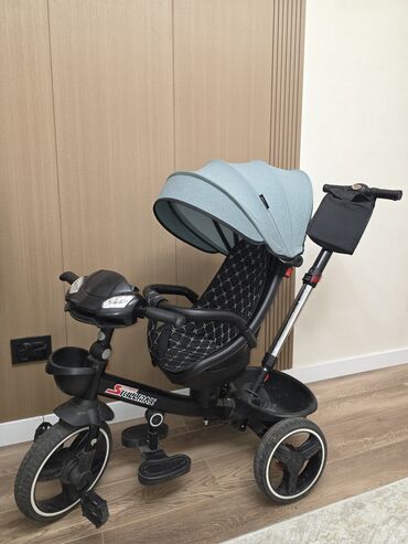 трехколесные прогулочные коляски: Детский трехколесный велосипед-каталка Skillmax с ручкой и козырьком