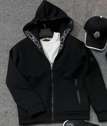 пуховик moncler черный укороченная: Мужская толстовка, L (EU 40), Moncler, Б/у, цвет - Черный, Самовывоз, Бесплатная доставка, Платная доставка