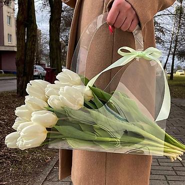 Букеты из живых цветов: Тюльпаны срезанные и на луковице - Сорта и окраски: белые, розовые — 1