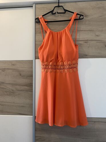 satenska haljina na bretele: S (EU 36), bоја - Narandžasta, Drugi stil, Na bretele