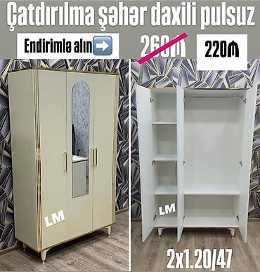 kombi dolab: Üç qapılı dolab – təmiz laminatdan - Ölçü: 2 x 1.20 x 47 - Material — 1
