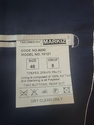 Kişi geyimləri: Klassik tünd mavi kişi kostyumu – 2 hissəli dəst: - Jaket: ikidüyməli — 3