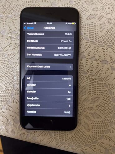 чип node: IPhone 6s, 16 GB, Space Gray, Barmaq izi