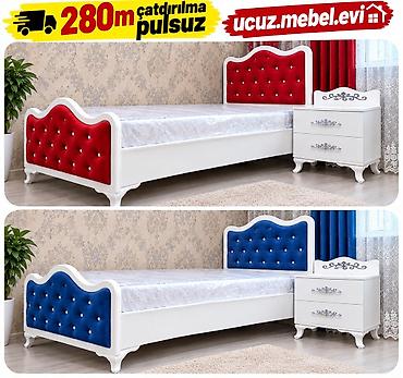 Mebel dəsti – tək nəfərlik çarpayı və tumba - Dizayn: Klassik ağ
