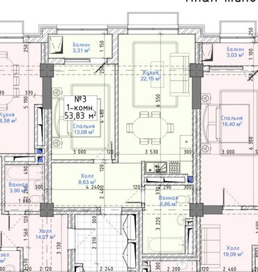 купить квартиру в строящемся доме: 2 бөлмө, 51 кв. м, Элитка, 6 кабат, ПСО (өзү оңдоп түзөтүп бүтүү үчүн)