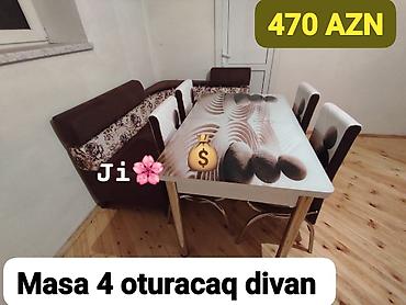 inter tekstil sumqayit: Mətbəx üçün, Yeni, Açılmayan, Dördbucaq masa, 4 stul — 1