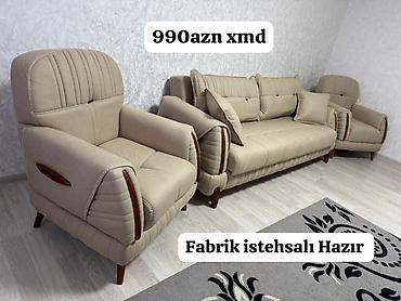 yazi formalari: Divan-kreslo dəsti - Komplekt: 1 üçlü divan + 2 kreslo - Rəng: bej - — 1