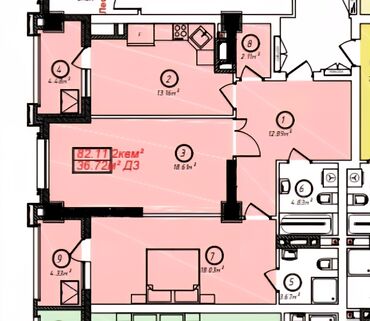 панфилова абая квартира: 2 комнаты, 82 м², Элитка, 11 этаж, ПСО (под самоотделку)