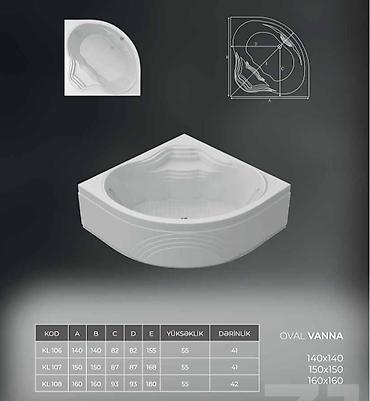 hovsan hamam: Yeni Vanna, Akril, 90x90 sm, Ödənişli çatdırılma — 6