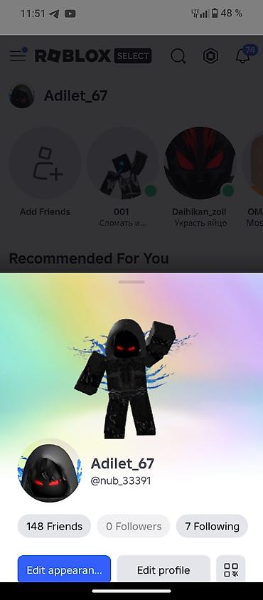 Даяр бизнес: Аккаунт Roblox: Adilet_67 Содержание и особенности: - Ник: Adilet_67 — 4