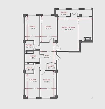 Продажа квартир: 5 и более комнат, 158 м², Технопарк Элитка, 11 этаж, Готовая ПСО (под самоотделку) — 6