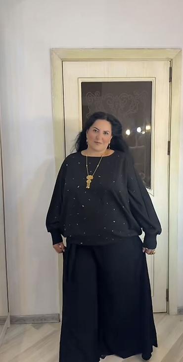 Толстовки, худи: Qadınlar üçün iki hissəli dəst – qara rəngdə: - Yuxarı hissə: yumşaq — 1