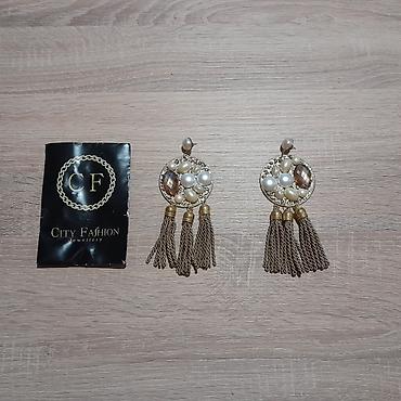 torbe b: NOVE naušnice elegantne viseće bele zlatne bež minđuše NOVE moderne — 4