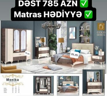 Yataq otağı dəstləri: İkinəfərlik çarpayı, Dolab, Termo, 2 tumba, Azərbaycan, Yeni — 7