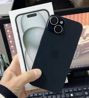 black shark телефон: IPhone 15, Колдонулган, 128 ГБ, Black Titanium, Коргоочу айнек, Каптама, Куту, 98 %