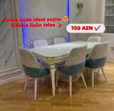 Masa və oturacaq dəstləri: Qonaq otağı üçün, Yeni, Açılmayan, Dördbucaq masa, 6 stul -da lalafo.az — 15 Masa və oturacaq dəstləri: Qonaq otağı üçün, Yeni, Açılmayan, Dördbucaq masa, 6 stul — 15