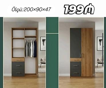 Dolablar: İki qapılı paltar dolabı Ölçü: 200×90×47 sm Qiymət: 199₼ (şəkildə — 1