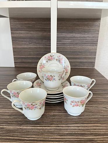 Çay dəsti, rəng - Ağ, Farfor