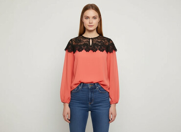 bluzki z koronką plus size: Жіноча блуза, розмір S