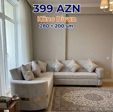 Divanlar: Künc Divan – 260 × 160 sm - Modellər: boz, açıq bej, qırmızı və digər — 14