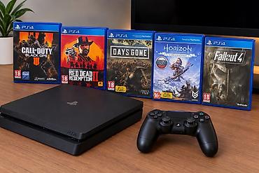 pc 4: Playstation 4 Slim 1TB + 5 oyun + 1 DualShock - Model: Sony — 1