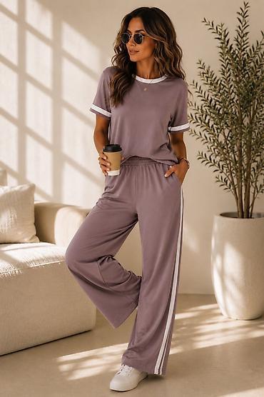 zimske baletanke: Damski komplet za svakodnevni stil – majica + široke pantalone — 1
