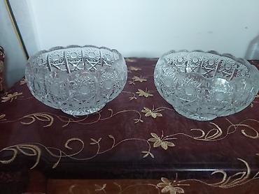 kasa altlığı: Kəsmə naxışlı şüşə meyvə qabları (2 ədəd) - Material: qalın, şəffaf — 3