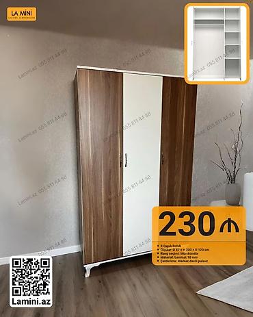 Mebel: 3 qapılı dolab - Ölçülər: E 47 × H 200 × U 120 sm - Daxili quruluş — 1