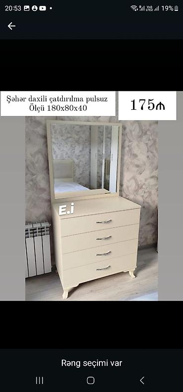 Ayna ilə komod dəsti - Ölçü: 180 × 80 × 40 sm - 4 geniş çekmece lalafo.az -da Ayna ilə komod dəsti - Ölçü: 180 × 80 × 40 sm - 4 geniş çekmece