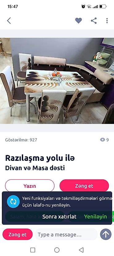 işlənmiş ucuz divanlar: Divan və Masa dəsti - Dizayn: Şüşə üstlü masa, üzərində dekorativ — 1