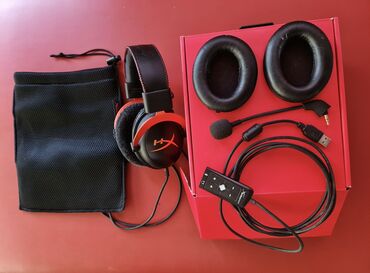 Б/у Проводные Наушники, HyperX, цвет - Красный